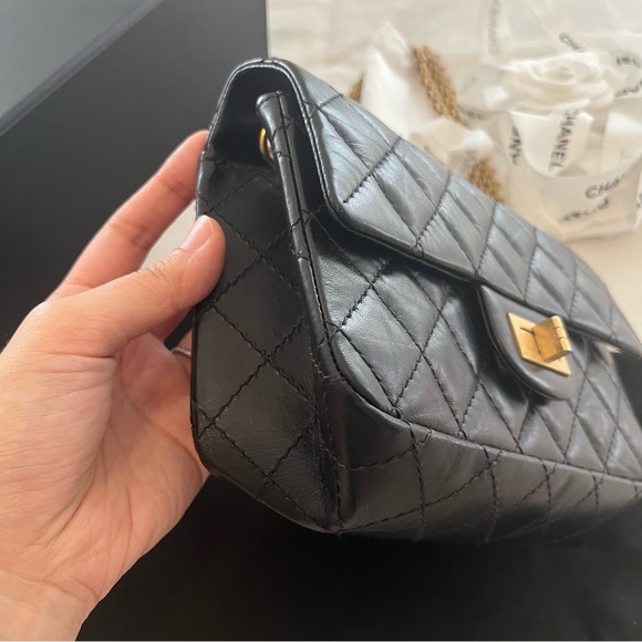 SOLD Authentic Chanel 2.55 Classic Mini Flap Bag Crossbody Aged Calfskin GHW - Picture 7 of 16